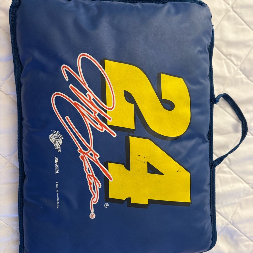 2002 vintage Jeff Gordon Navy and Yellow Racing Seat Cushion